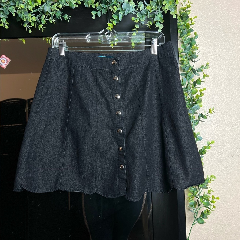 Buttons brand vintage denim scalloped button down skirt charcoal size L
